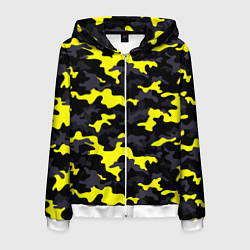 Толстовка 3D на молнии мужская Black Camo, цвет: 3D-белый