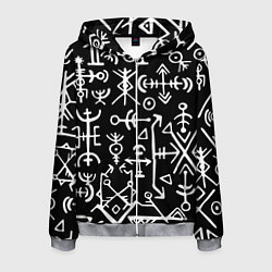 Толстовка 3D на молнии мужская Древние руны Паттерн, цвет: 3D-меланж