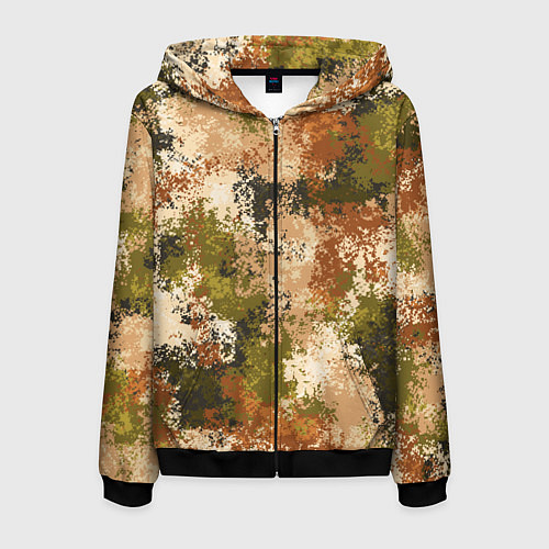 Мужская толстовка на молнии Камуфляж Василиск Степь / 3D-Черный – фото 1