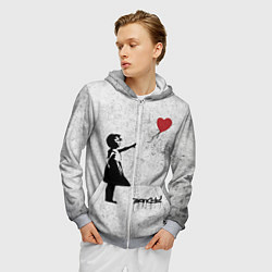 Толстовка 3D на молнии мужская Бэнкси Всегда есть надежда There is Always Hope Ba, цвет: 3D-меланж — фото 2