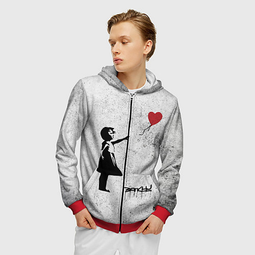 Мужская толстовка на молнии Бэнкси Всегда есть надежда There is Always Hope Ba / 3D-Красный – фото 3