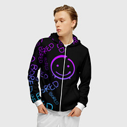 Толстовка 3D на молнии мужская Neon Bored Half pattern, цвет: 3D-белый — фото 2