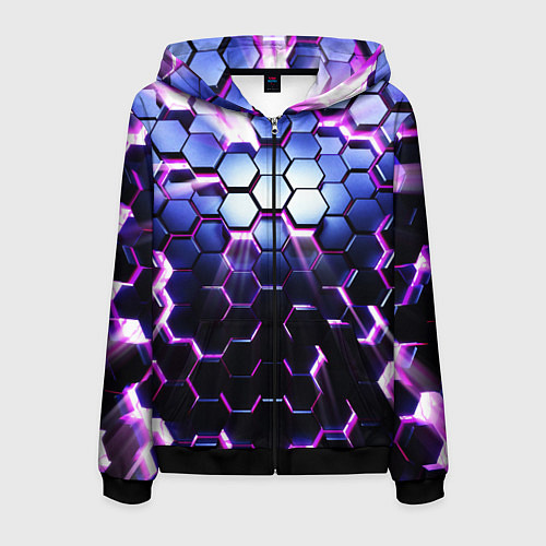 Мужская толстовка на молнии Соты - 3d / 3D-Черный – фото 1