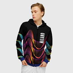 Толстовка 3D на молнии мужская Fashion pattern Neon Milano, цвет: 3D-синий — фото 2