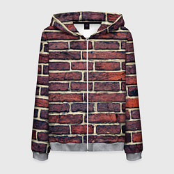 Толстовка 3D на молнии мужская Brick Wall, цвет: 3D-меланж