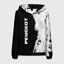 Толстовка 3D на молнии мужская PEUGEOT Огонь Вертикально, цвет: 3D-черный