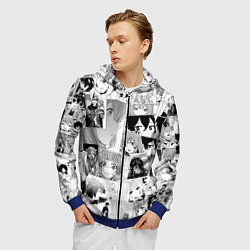 Толстовка 3D на молнии мужская Восхождение героя щита паттерн, цвет: 3D-синий — фото 2