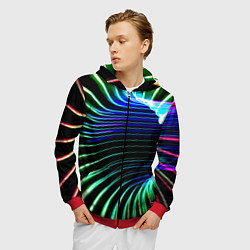 Толстовка 3D на молнии мужская Portal Fashion pattern Neon, цвет: 3D-красный — фото 2