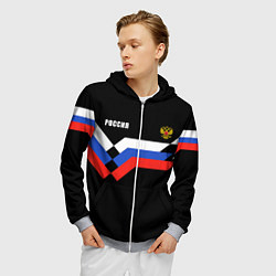 Толстовка 3D на молнии мужская РОССИЯ ТРИКОЛОР ЛИНИИ, цвет: 3D-меланж — фото 2