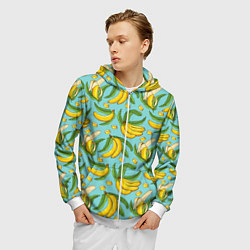 Толстовка 3D на молнии мужская Banana pattern Summer Fashion 2022, цвет: 3D-белый — фото 2