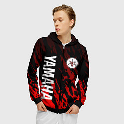 Толстовка 3D на молнии мужская Yamaha - Красные пятна, цвет: 3D-черный — фото 2