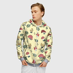 Толстовка 3D на молнии мужская Mushroom, грибы- грибочки, цвет: 3D-меланж — фото 2