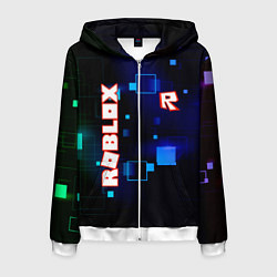 Толстовка 3D на молнии мужская ROBLOX неоновые кубики, цвет: 3D-белый