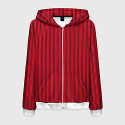 Толстовка 3D на молнии мужская Красно-черный узор в полоску, цвет: 3D-белый