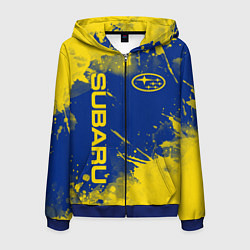 Толстовка 3D на молнии мужская SUBARU - СУБАРУ БРЫЗКИ КЛАССИЧЕСКИЕ, цвет: 3D-синий