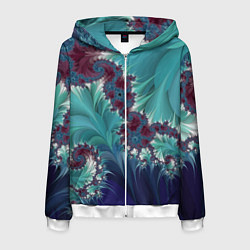 Толстовка 3D на молнии мужская Фрактальный растительный паттерн Fractal Plant Pat, цвет: 3D-белый