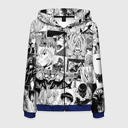 Толстовка 3D на молнии мужская Евангелион паттерн, цвет: 3D-синий