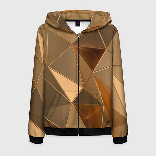 Мужская толстовка на молнии Золотые 3D треугольники / 3D-Черный – фото 1