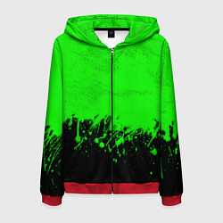 Толстовка 3D на молнии мужская САЛАТОВЫЕ НЕОНОВЫЕ БРЫЗГИ КРАСКИ, цвет: 3D-красный