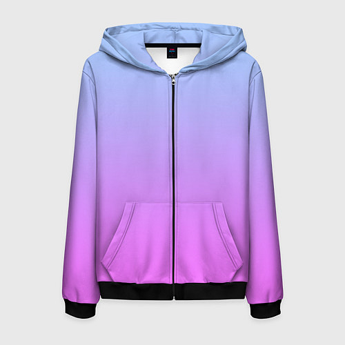 Мужская толстовка на молнии Голубо-розовый градиент / 3D-Черный – фото 1