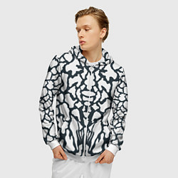 Толстовка 3D на молнии мужская Animal Black and White Pattern, цвет: 3D-белый — фото 2
