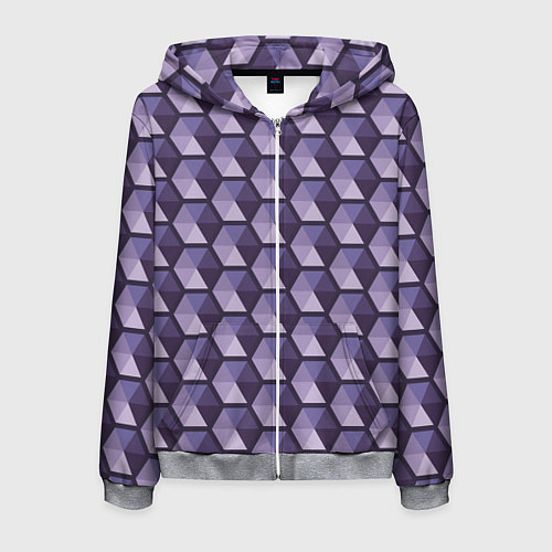 Мужская толстовка на молнии Фиолетовые шестиугольники / 3D-Меланж – фото 1
