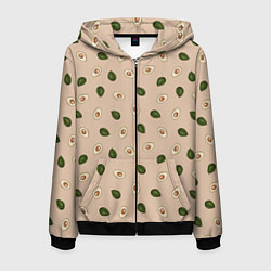 Мужская толстовка на молнии Авокадо на бежевом паттерн