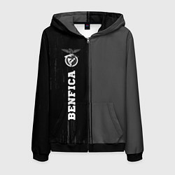 Толстовка 3D на молнии мужская Benfica Sport на темном фоне, цвет: 3D-черный