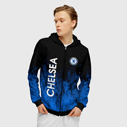 Толстовка 3D на молнии мужская Chelsea пламя, цвет: 3D-черный — фото 2