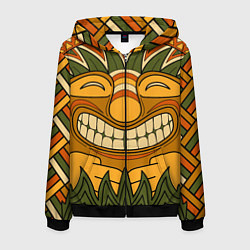 Толстовка 3D на молнии мужская Polynesian tiki LUCKY, цвет: 3D-черный
