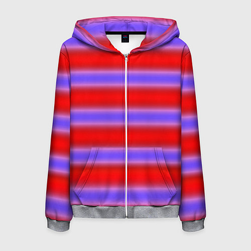 Мужская толстовка на молнии Striped pattern мягкие размытые полосы красные фио / 3D-Меланж – фото 1