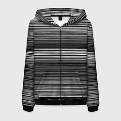 Мужская толстовка на молнии Black and white thin stripes Тонкие полосы