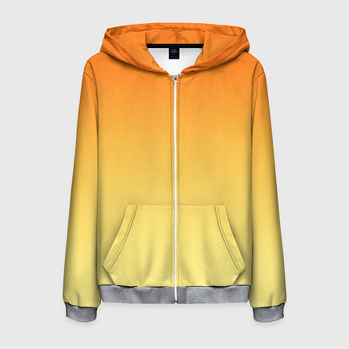 Мужская толстовка на молнии Оранжевый, желтый градиент / 3D-Меланж – фото 1