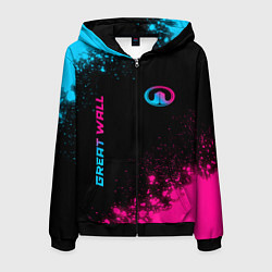 Толстовка 3D на молнии мужская Great Wall Neon Gradient, цвет: 3D-черный