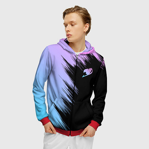 Мужская толстовка на молнии Хвост феи - neon / 3D-Красный – фото 3