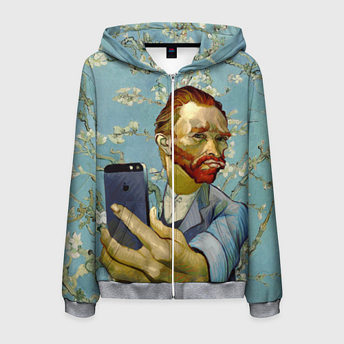 Мужская толстовка на молнии Ван Гог Селфи - Арт Портрет / 3D-Меланж – фото 1