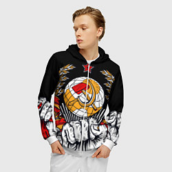 Толстовка 3D на молнии мужская Герб СССР на черном фоне, цвет: 3D-белый — фото 2