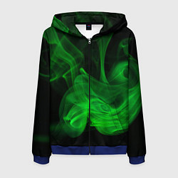 Толстовка 3D на молнии мужская Зелёный абстрактный дым, цвет: 3D-синий