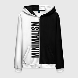 Толстовка 3D на молнии мужская MINIMALISM - BLACK AND WHITE, цвет: 3D-белый