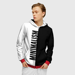 Толстовка 3D на молнии мужская MINIMALISM - BLACK AND WHITE, цвет: 3D-красный — фото 2