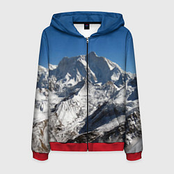 Толстовка 3D на молнии мужская Канченджанга, Гималаи, 8 586 м, цвет: 3D-красный