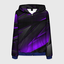 Толстовка 3D на молнии мужская Черно-фиолетовая геометрическая абстракция, цвет: 3D-синий