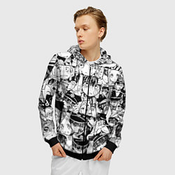 Толстовка 3D на молнии мужская Туалетный мальчик Ханако кун паттерн, цвет: 3D-черный — фото 2