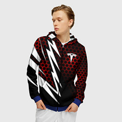 Толстовка 3D на молнии мужская Тесла - Спорт линия, цвет: 3D-синий — фото 2