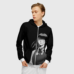 Толстовка 3D на молнии мужская Человек-бензопила : Аса Митака, цвет: 3D-белый — фото 2