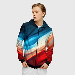 Толстовка 3D на молнии мужская Неоновые яркие волны, цвет: 3D-черный — фото 2