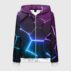 Мужская толстовка на молнии Фиолетовый градиент - неоновые геометрические плит