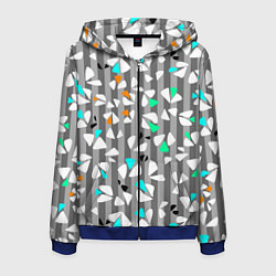 Толстовка 3D на молнии мужская Abstract pattern on striped gray background, цвет: 3D-синий