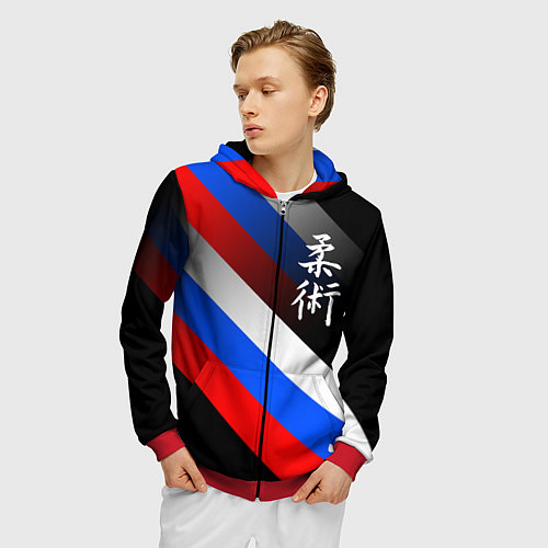 Мужская толстовка на молнии Джиу-джитсу : Россия / 3D-Красный – фото 3