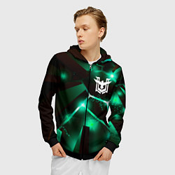 Толстовка 3D на молнии мужская Free Fire разлом плит, цвет: 3D-черный — фото 2
